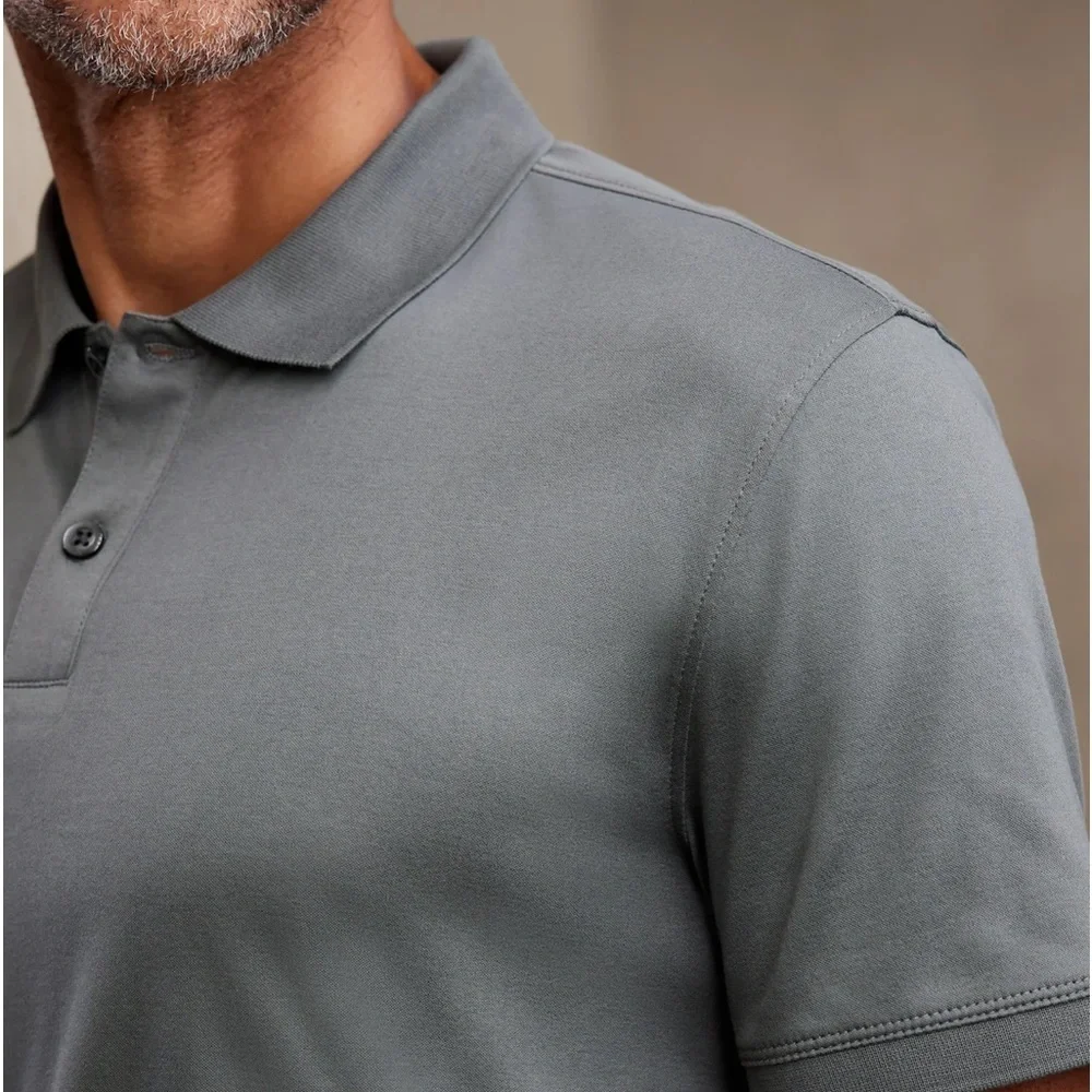 New Banana Republic Standard Fit Luxe Touch Cotton Two Button Dress Polo Shirt‎